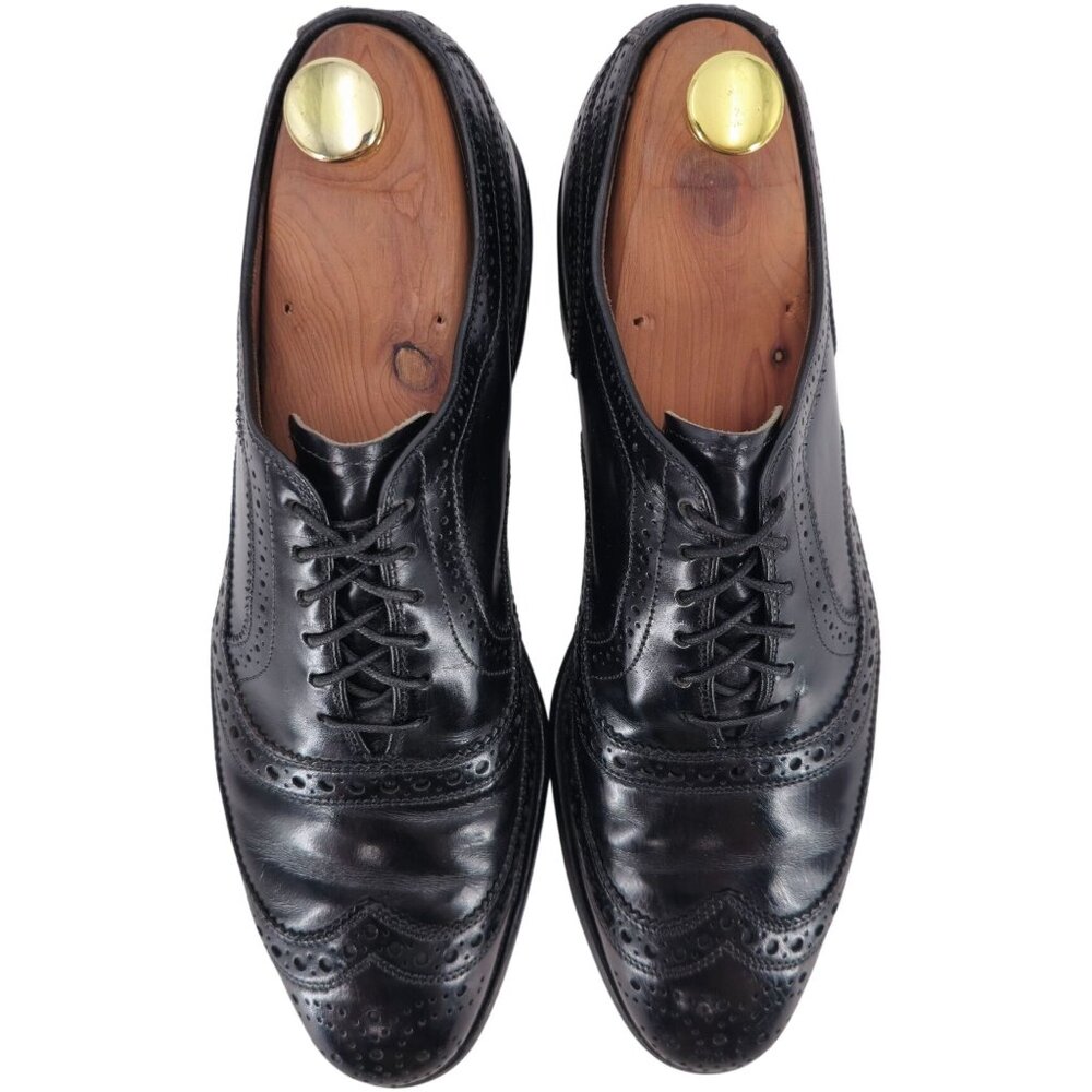 Allen Edmonds McAllister Black Leather Dress Shoes Mens 8A Wingtip Brogue Oxford - Picture 10 of 13